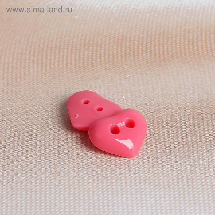 Пуговица детская, 2 прокола "Сердечко", цвет розовый шик - Фото 1