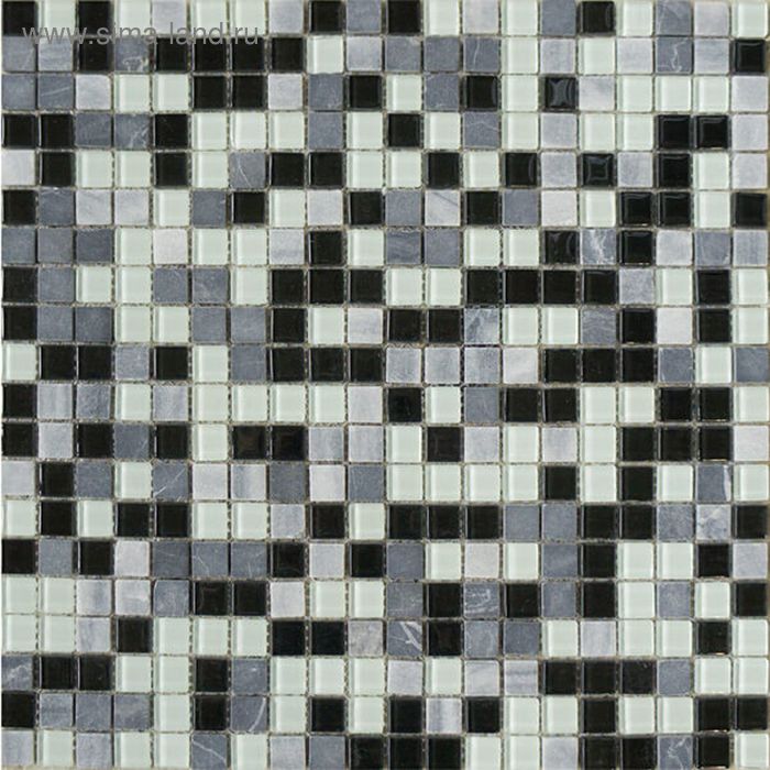 Mозаика стеклянная Elada Mosaic HK-44 Crystal+Stone, мраморная, 327х327х4 мм - Фото 1