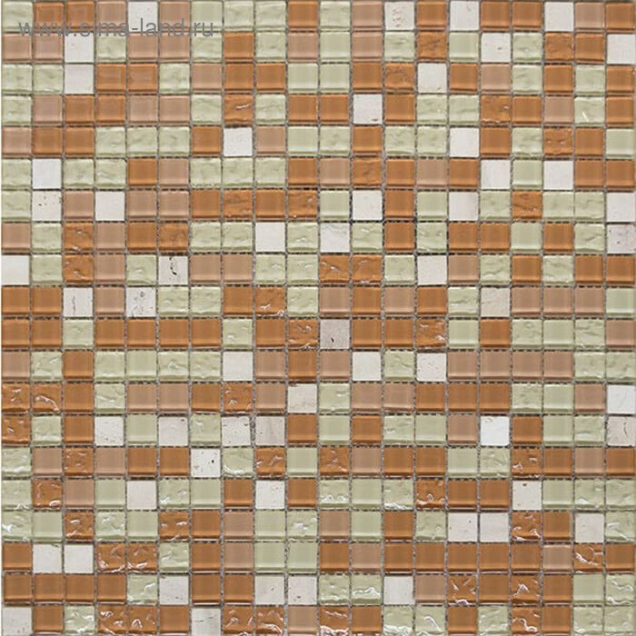 Mозаика стеклянная Elada Mosaic HK-50 Crystal+Stone, персиковая, 327х327х4 мм - Фото 1