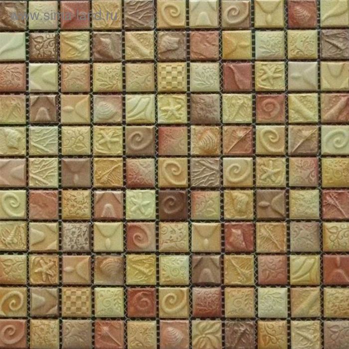 Мозаика керамическая Elada Mosaic SН-W2512, жёлто-коричневая морская, 300х300х6 мм - Фото 1