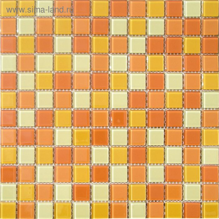 Mозаика стеклянная Elada Mosaic CB002, жёлто-оранжевая, 327х327х4 мм - Фото 1