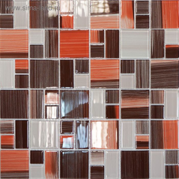 Мозаика стеклянная Elada Mosaic JSM-CH1021, 300х300х4 мм, терракотовая, в наборе 0,9 м2 - Фото 1