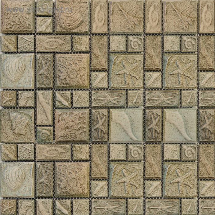 Mозаика керамическая Elada Mosaic 48Н-109 Морская фантазия, коричневая, 300х300х8 мм - Фото 1