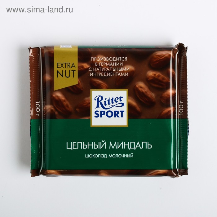 Шоколад Ritter Sport, молочный с цельным миндалем, 100 г - Фото 1