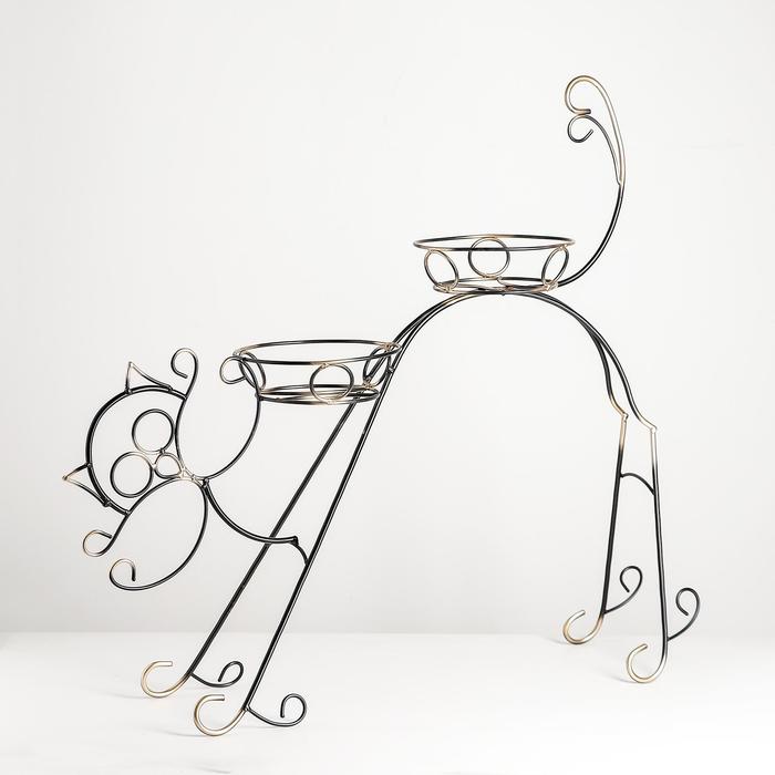 Подставка для цветов «Кот», d=16 см, цвет чёрный - Фото 1