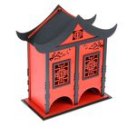 Чайный домик в китайском стиле №2, 24х12х25см, фанера 3мм (красн.- черн.) - Фото 1