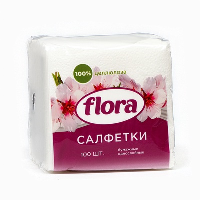 Салфетки бумажные, 24×24 см, 100 шт., белые