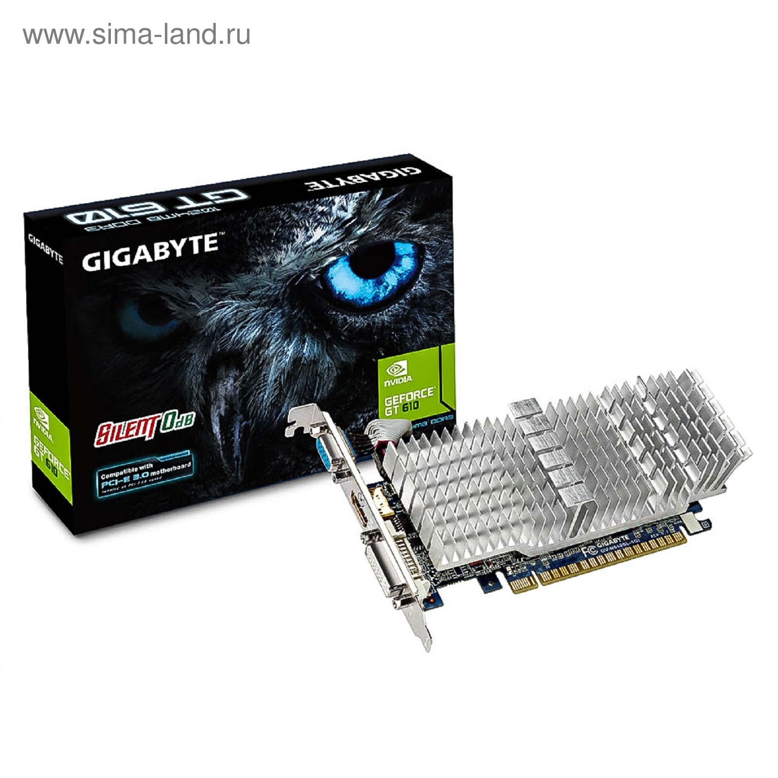 Видеокарта Gigabyte GeForce GT 610 (GV-N610SL-1GI) 1G,64bit,DDR3,810/1200