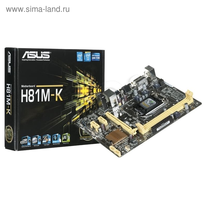 Материнская плата Asus H81M-K, Soc-1150, Intel H81, 2xDDR3, mATX, Ret - Фото 1