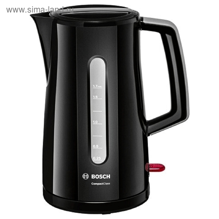 Чайник электрический Bosch TWK3A013, пластик, 1.7 л, 2400 Вт, черный - Фото 1