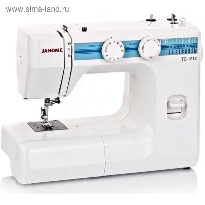 Швейная машина Janome TC-1212, 15 операций, полуавтоматическая обработка петли, белый