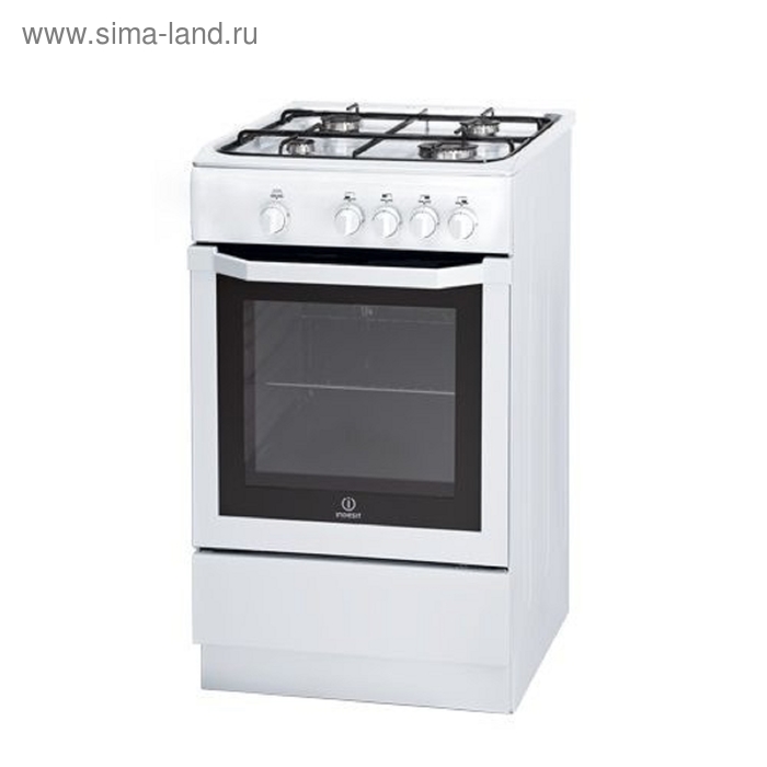 Плита Indesit I5GG0 (W), газовая, 4 конфорки, 58 л, газовая духовка, белая - Фото 1