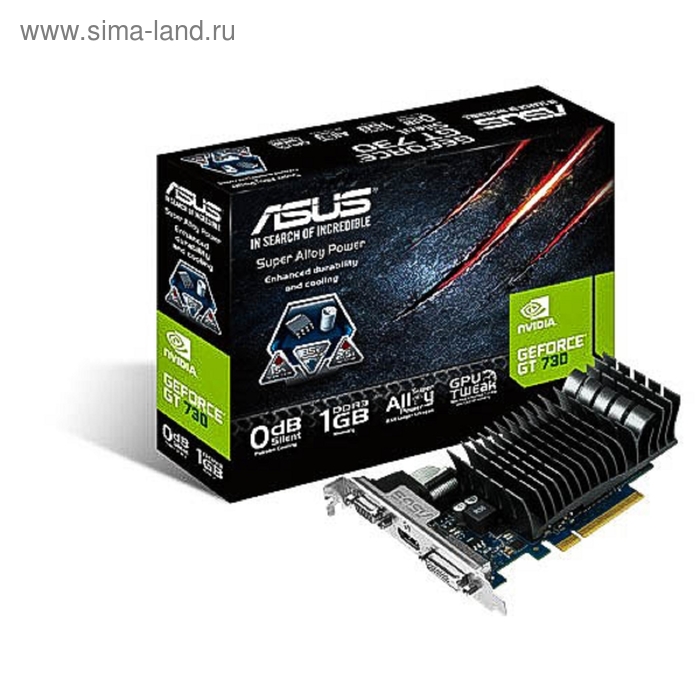 Видеокарта Asus GeForce GT 730 (GT730-SL-1GD3-BRK) 1G, 64bit, DDR3, 902/1800, Ret - Фото 1
