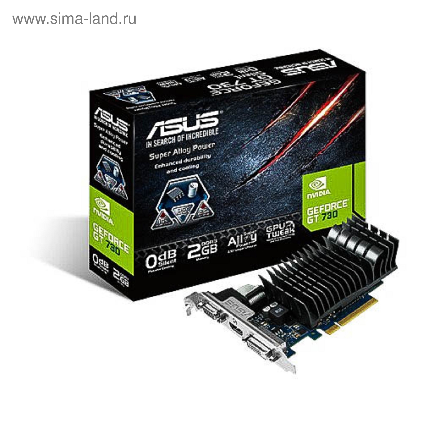 Видеокарта Asus GeForce GT 730 (GT730-SL-2GD3-BRK) 2G, 64bit, GDDR3,  902/1800, Ret (1484373) - Купить по цене от 5 615.00 руб. | Интернет  магазин SIMA-LAND.RU