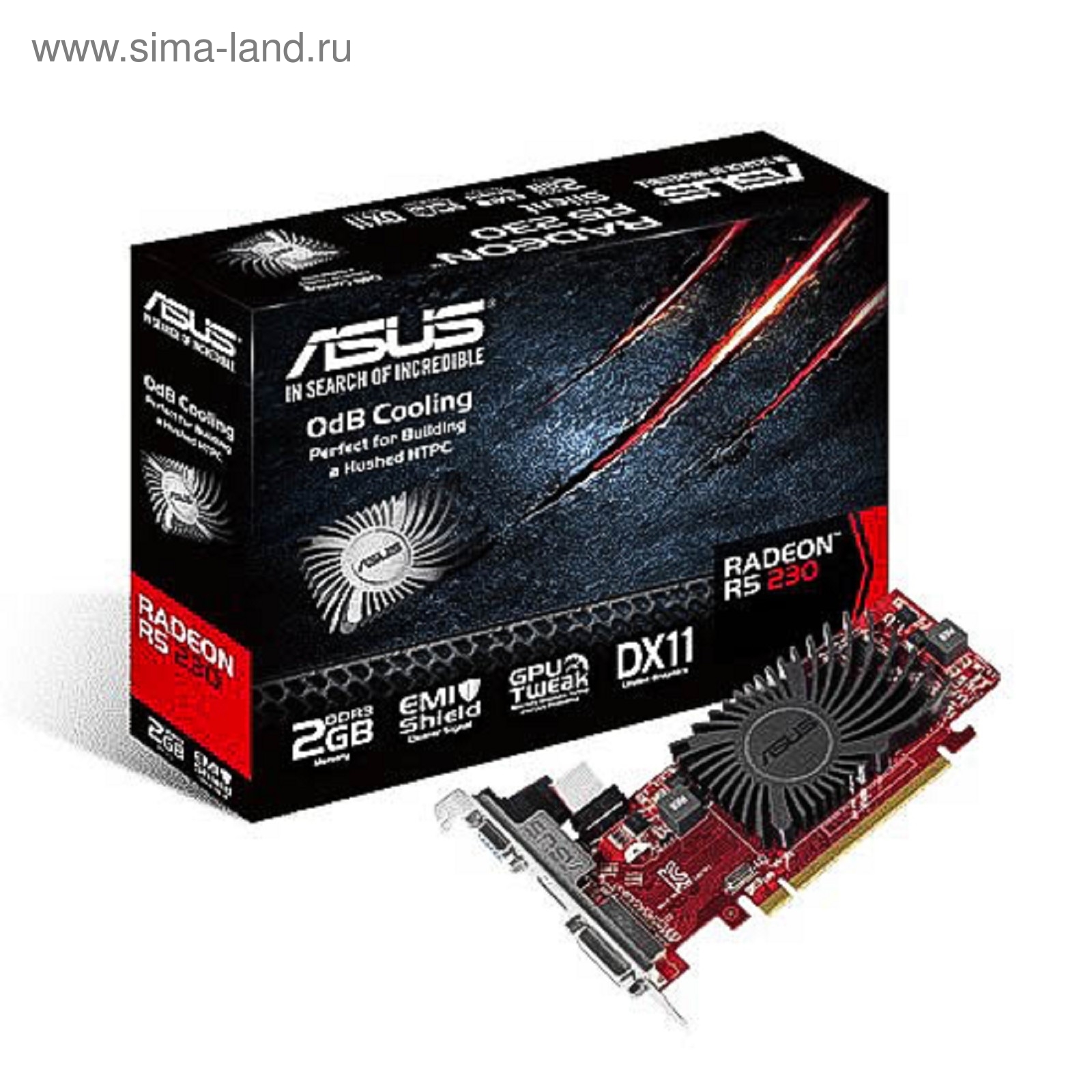 Видеокарта Asus AMD Radeon R5 230 (R5230-SL-2GD3-L) 2G, 64bit, DDR3,  650/1200, Ret (1484390) - Купить по цене от 4 764.00 руб. | Интернет  магазин SIMA-LAND.RU