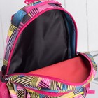Рюкзак молодёжный на молнии "Цветы", 1 отдел. 1 наружный карман, чёрный/малиновый - Фото 5