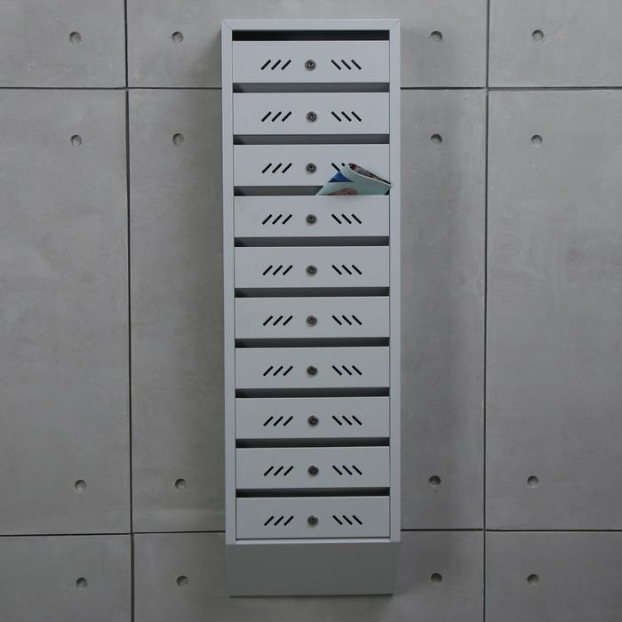 Ящик почтовый, многосекционный, 10 секций, с задней стенкой, серый - Фото 1