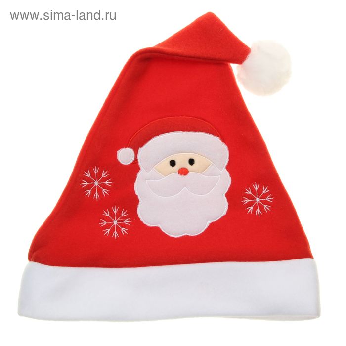 Колпак новогодний "Дедушка Мороз и снежинки" 29*41 см - Фото 1