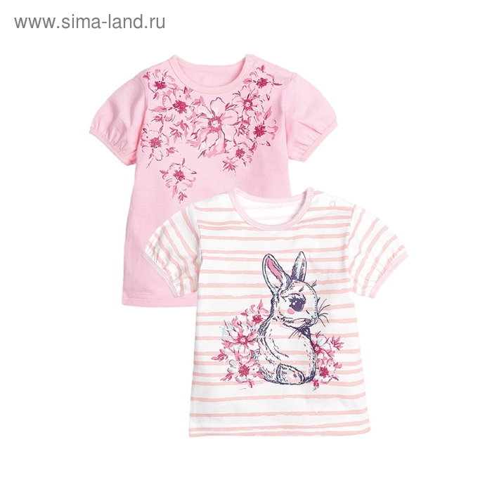 Рубашечка с коротким рукавом, 3-6 месяцев, 2 шт, цвет белый/розовый - Фото 1
