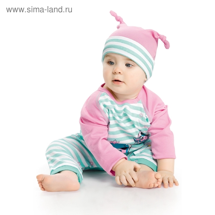Комплект из полукомбинезона и шапочки детский, рост 74-80 см, цвет розовый - Фото 1