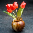 Фигурка «Тюльпаны красные в вазе», 5 цветков, 9×12 см, селенит, оникс - Фото 2