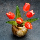 Сувенир «Тюльпаны в вазе», 5 цветков, малая, 9×12 см, селенит, оникс - Фото 3
