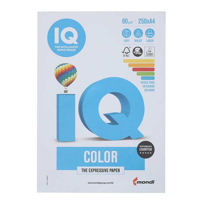 Бумага 80 г м. Бумага IQ Color, а4, 80 г/м2, 200 л., (4 цв. X 50 Л.), цветная, неон, rb04. Бумага цветная IQ Color, а4, 80 г/м2, 250 л., (5 цветов х 50 листов), микс тренд, rb03. Бумага цвет. А4 80г/м2 500л. IQ Color Intensive светло-синий (ab48)(1/5). Бумага а4 500л 80г/м2 неон зеленый IQ Color.