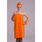 Банный комплект женский, цвет оранжевый - Фото 1