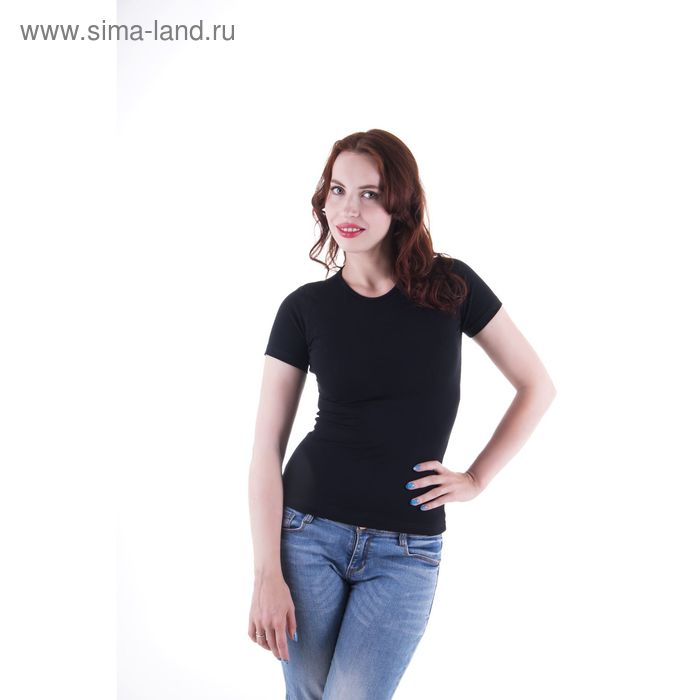 Футболка женская, цвет чёрный, р-р 52-54 (XXL) - Фото 1