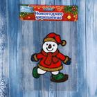 Наклейка на стекло "Снеговик в шубке" 10,5х13 см - Фото 3