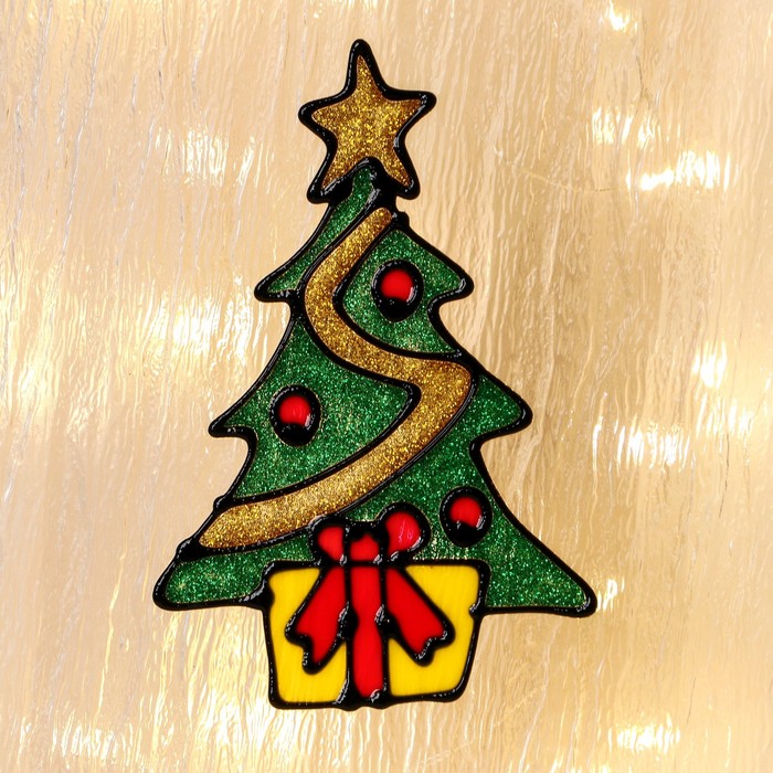 Наклейка на стекло "Подарок под ёлкой" 9х15 см - Фото 1