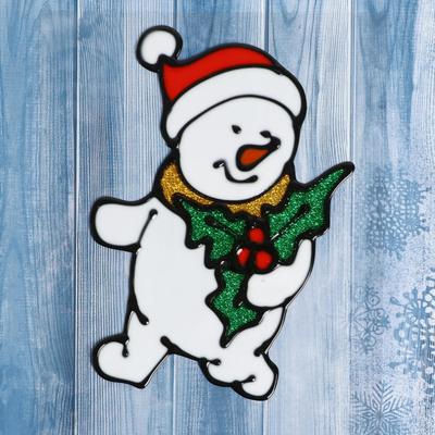 Наклейка на стекло «Снеговик в колпаке», 9.5×14.5 см