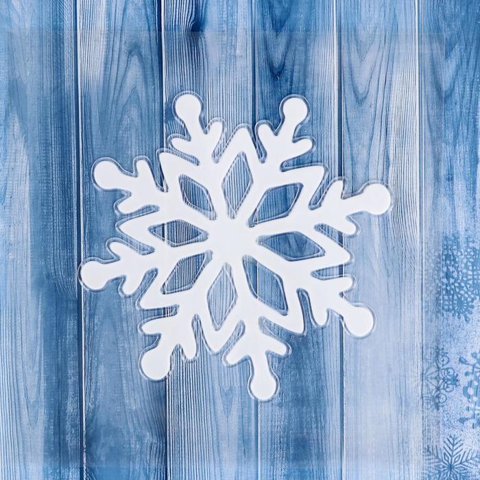 Наклейка на стекло "Снежинка с ромбами" 14х14 см, белый - Фото 1