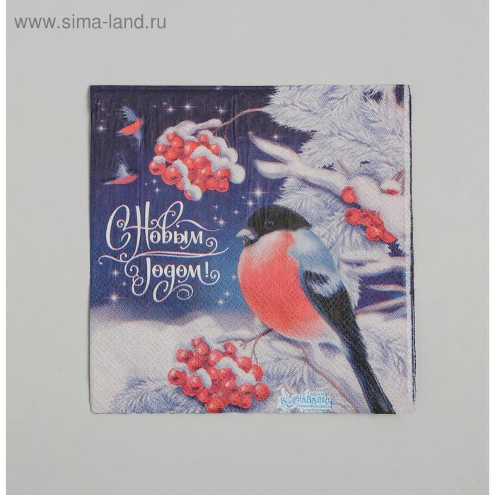 Салфетки бумажные «С Новым годом», снегирь, 25х25 см, 20 шт. - Фото 1