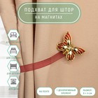 Подхват для штор «Бабочка», 6 × 4 см, 26 см, цвет золотой/бордовый - Фото 1