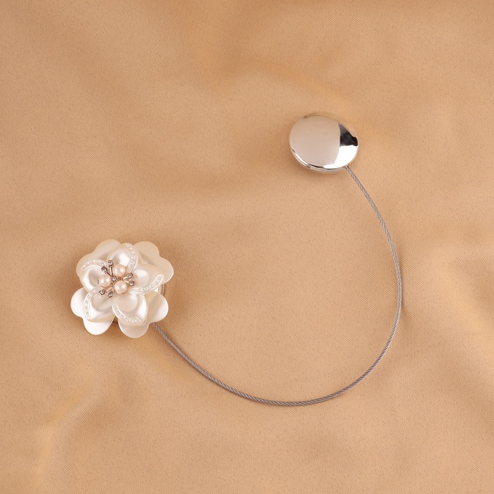 Подхват для штор «Роза», d = 4 см, цвет белый - фото 1911213114