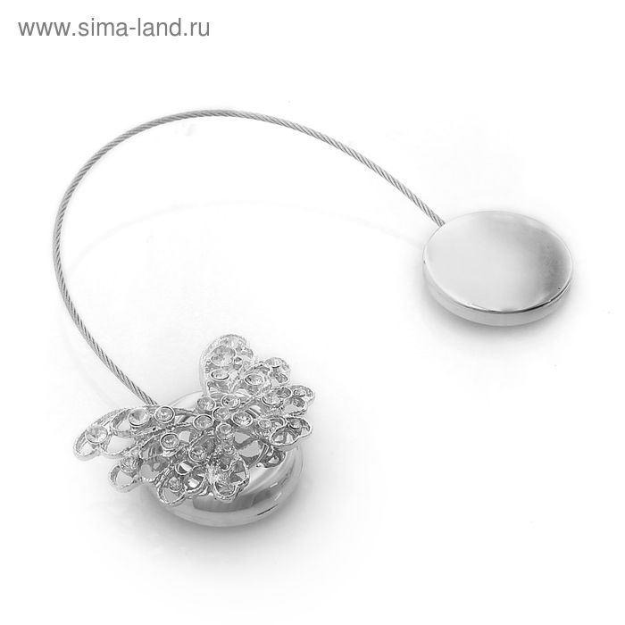 Подхват для штор тросик "Бабочка ажурная", цвет серебристый - Фото 1