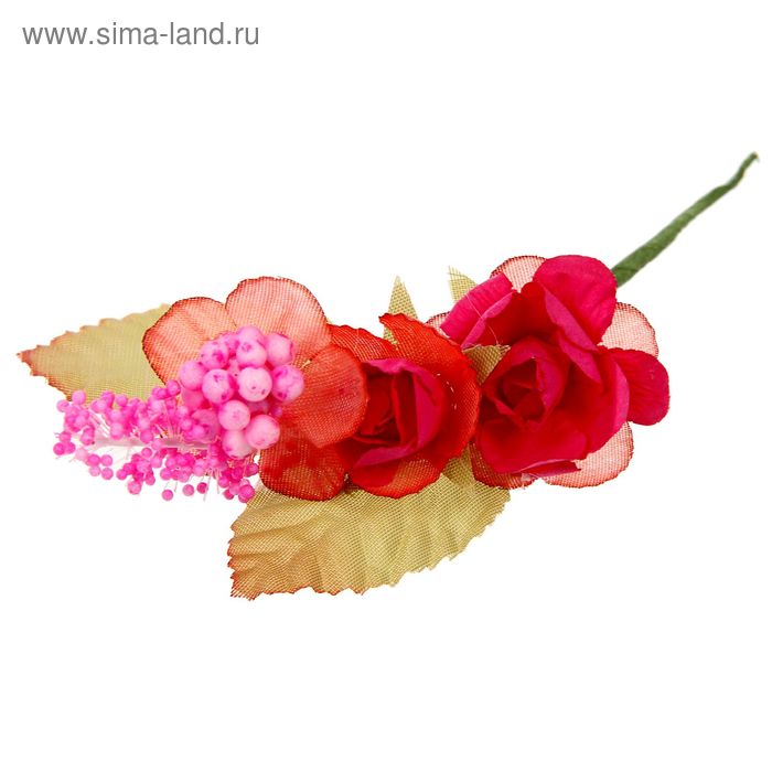 Декор для творчества "Веточка с розами" МИКС 11 см - Фото 1