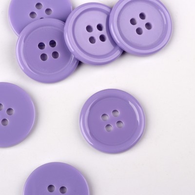 Пуговица, 4 прокола, d = 20 мм, цвет сиреневый