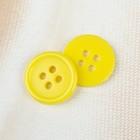 Пуговица, 4 прокола, d = 15 мм, цвет жёлтый - Фото 1