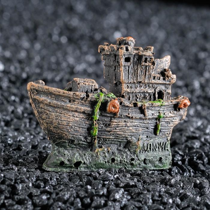 Аквариумный декор «Корабль малый», 7.5×5.3×2.5 см - Фото 1