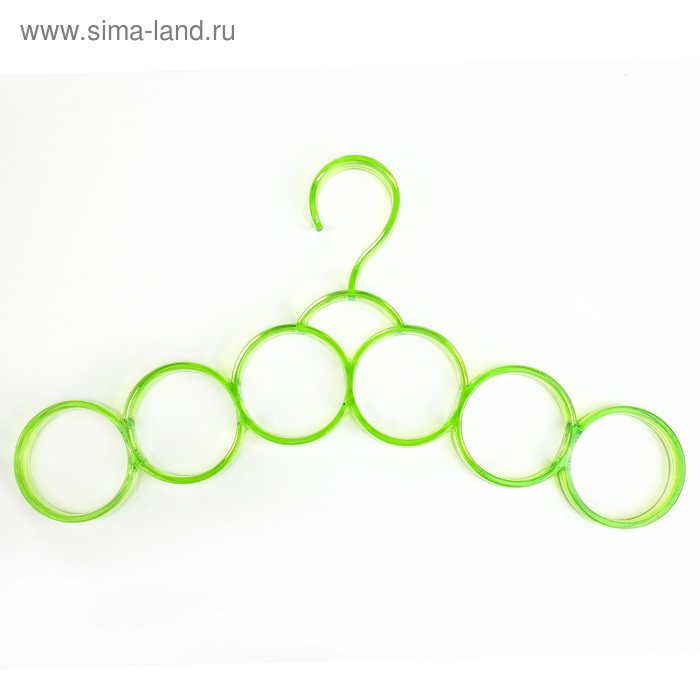 Плечики для галстуков и шарфов, 37×21 см, 6 колец, цвет зелёный - Фото 1