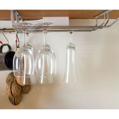 Сушилка для бокалов Доляна, 3 направляющих, 34×6.5×33 см, хромированная