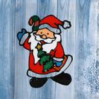 Наклейка на стекло «Дед Мороз с ёлкой» 10х14 см - фото 10208022