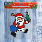 Наклейка на стекло «Дед Мороз с ёлкой и мешком»,11×14 см - Фото 3