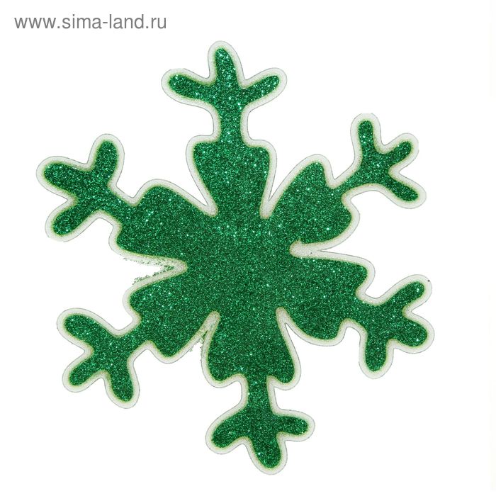 Наклейка на стекло "Снежинка зелёный блеск" 15,5х15,5 см - Фото 1