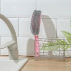 Губка для мытья посуды с ручкой Доляна, 24×5 см, металл, цвет МИКС - фото 8284409
