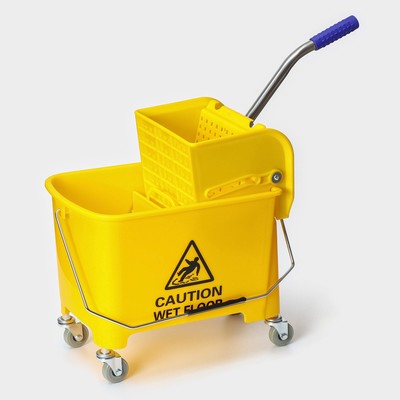 Тележка для уборки с отжимом и ведром, 20 л, жёлтая