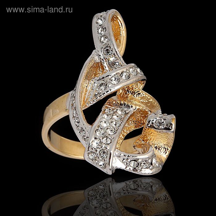 Кольцо "Ламбада", размер 17, цвет белый в золоте - Фото 1