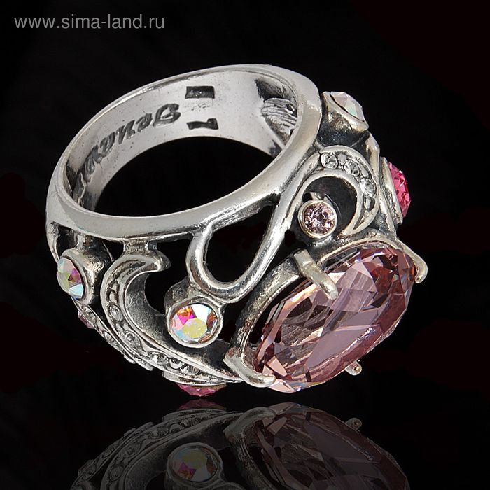 Кольцо "Фоскало", размер 17, цвет розовый в чернёном серебре - Фото 1